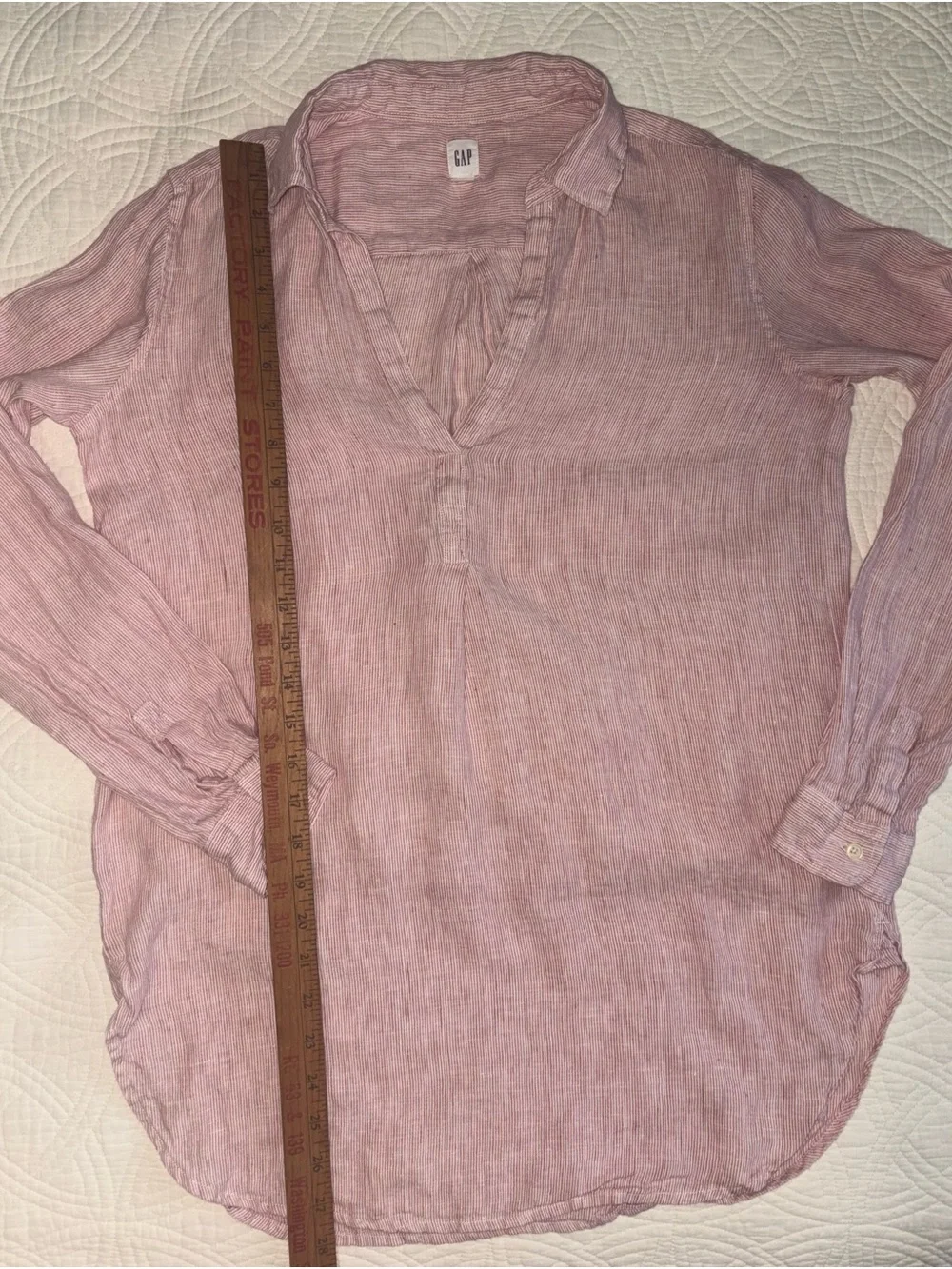 GAP striped Linen Pullover Small White and Red Stripe - Picture 5 of 6